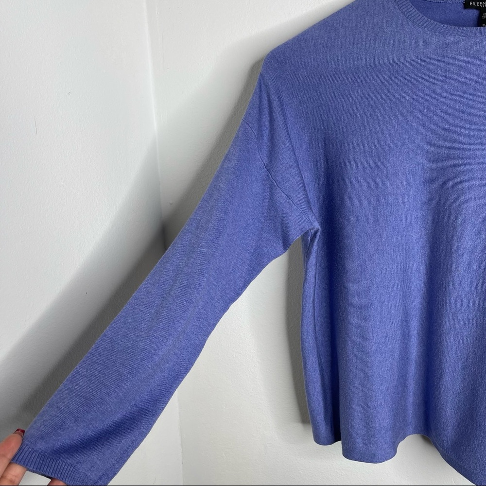 Eileen Fisher Periwinkle Lightweight Cozy Tencel Boxy Sweater Size L Petite - Picture 5 of 14